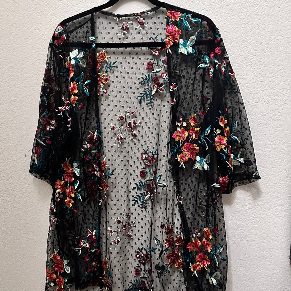 Embroidered Sheer Cover Up